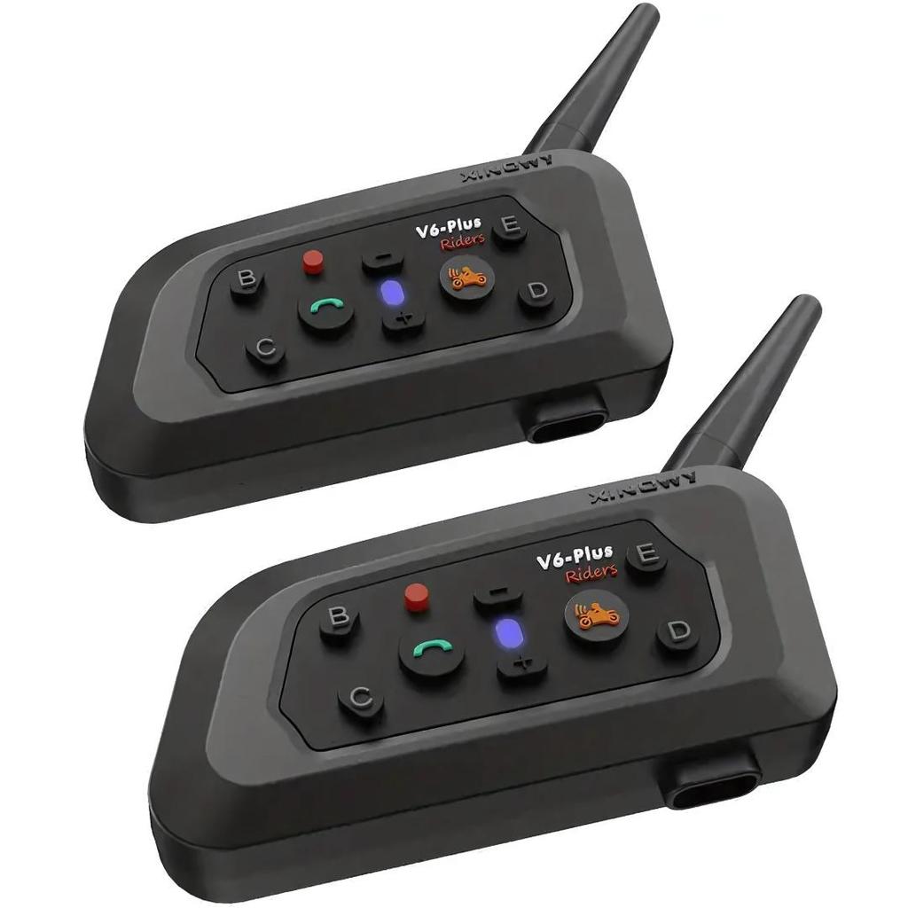 V6 Pro 1500M Motorcycle Helmet Intercom - Bluetooth 5.0, DSP Noise Cancellation, 6-Rider Group Chat, Waterproof