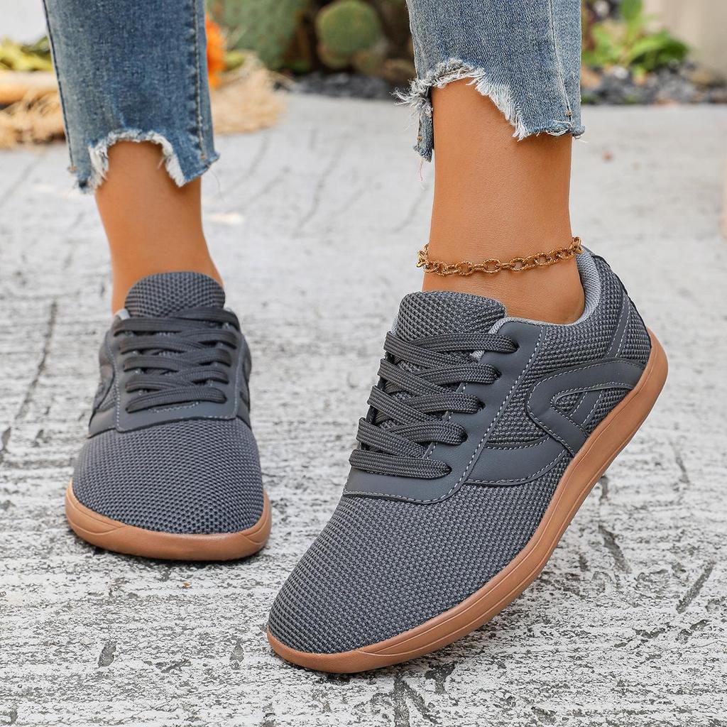 Wide Fit Women's Barefoot Mesh Sports Casual Shoes - Breathable, Low-Top, Lace-Up for Wide and Fat Feet
