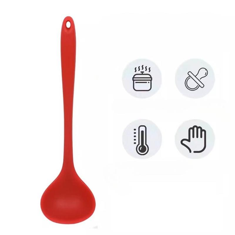 

Силиконовый половник с антипригарным покрытием, ложка для супа, изогнутая ручка, термостойкий, круглая ложка с гигиеничным покрытием, кухонная утварь FDA красный