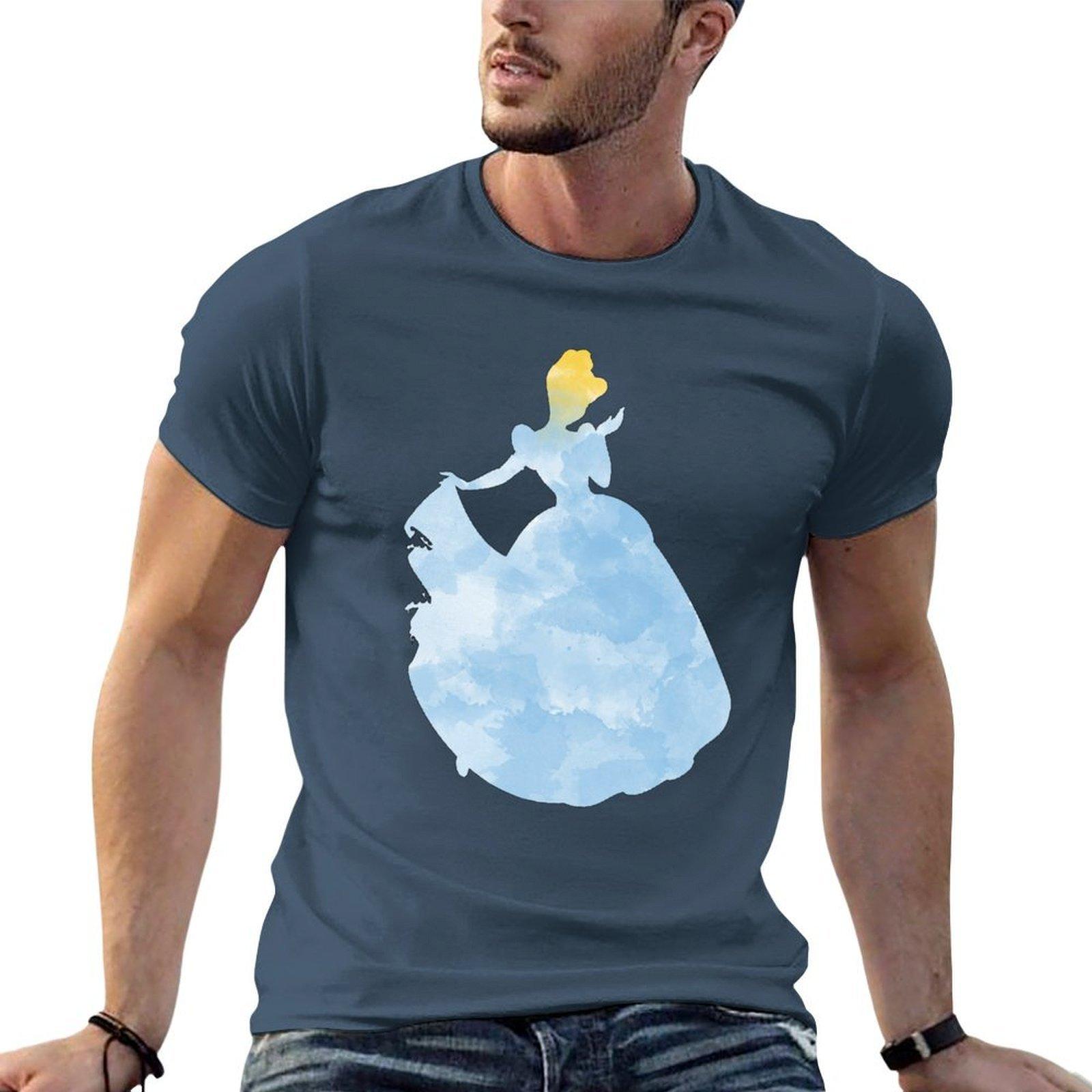 Princess Blue Watercolor Tshirt Gym Wear Breathable Short Sleeve Tee S