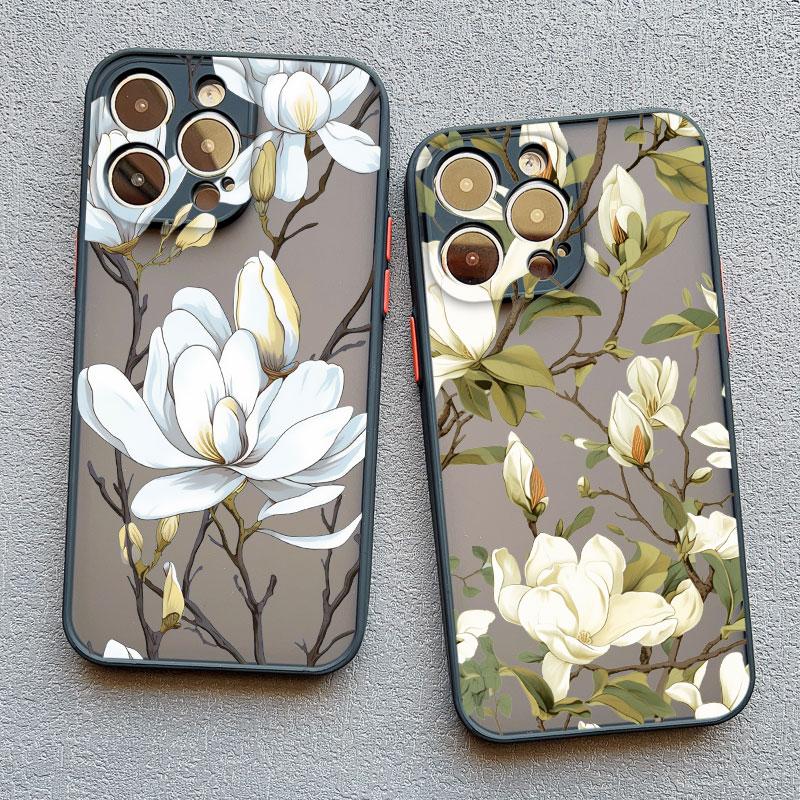 Magnolia Flower Phone Case For iPhone 17 16 15 14 Plus Pro Max 13 12 11 Pro Max Mini X XR XS 16 15 Plus Shockproof Back Covers