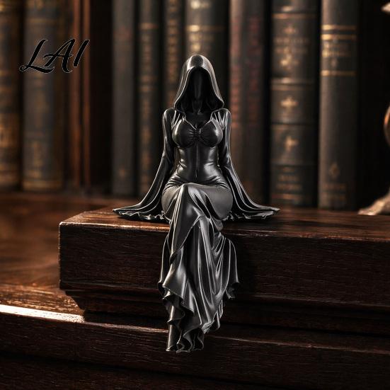 Statua Gotica Femminile Stampata in 3D Figurine della Dea Mietitore Figura Eterea con Cappuccio Scultura Figura Decorativa Oscura Collezionabile Fantasy per