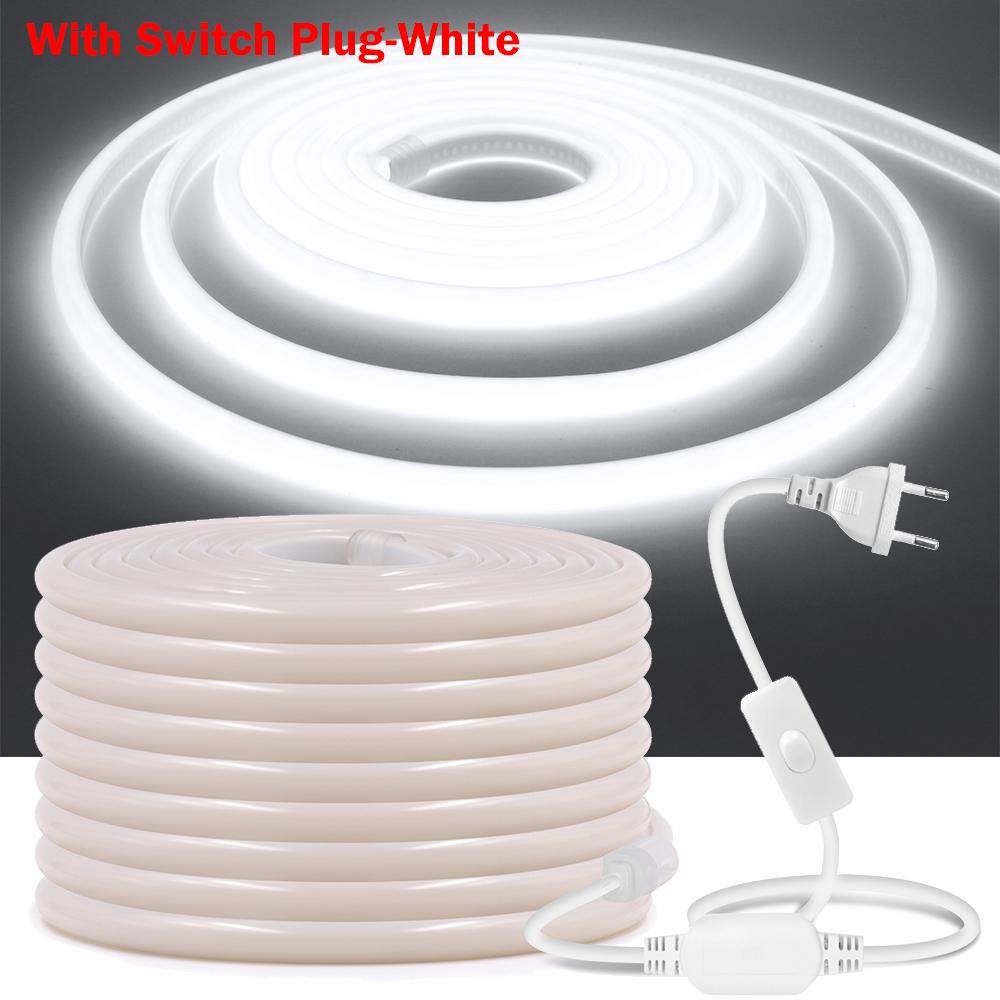 Bandă LED Neon COB 220V Lumină Uniformă la 270° Impermeabilă 288LEDs/m Bandă Flexibilă cu Comutator Stecher UE pentru Iluminat Casă Grădină
