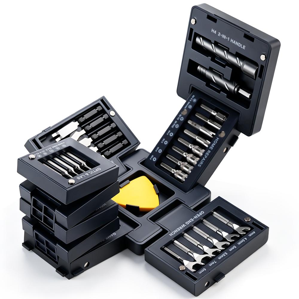 55-in-1 Multitool-Kit Kompakter magnetischer faltbarer Würfel für Heimelektronik Präzisionsreparatur Taschenwerkzeug-Set schwarz