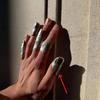 2026 New Artistic Irregular Texture Knuckle Ring Set Silver Hip-hop Style Niche Full Finger Rings Men For Women New Year Gift