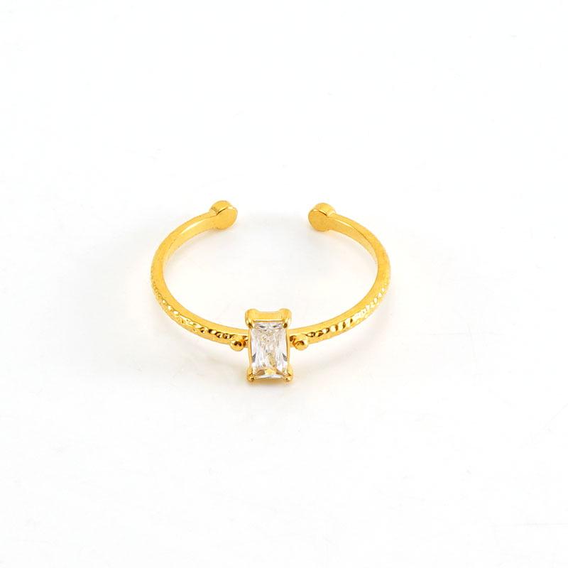 Stainless Steel Square Ring with Cubic Zirconia for Women - European & American Style Light Luxury Titanium Steel Ring
