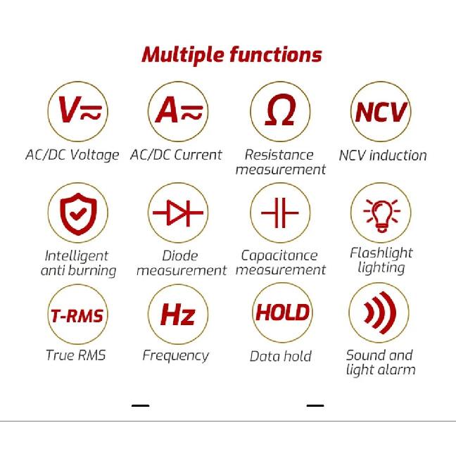 MUFASHA TRUE RMS Multimeter AC/DC Flashlight Digital 6000 COUNTS NCV Smart Multimeter High Precision Multimeter