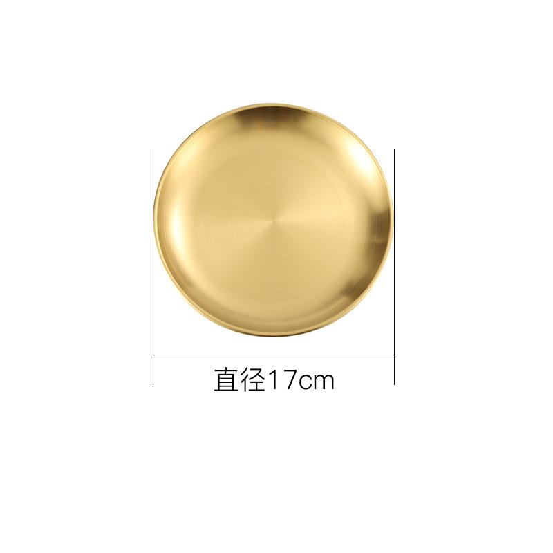 Stainless Steel Round  Food Storage Tray Korean Style Steak BBQ Buffet Plates Durable Thicken Shallow Dishes Kitchen Tools