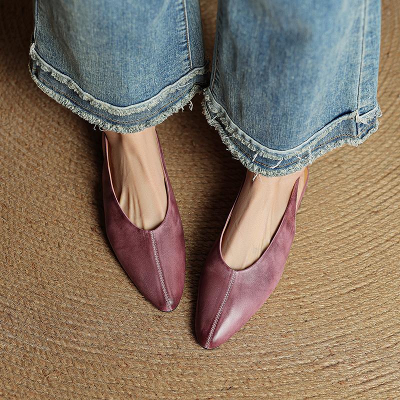 Fashion 2025 New Summer Sandals Genuine Leather Women Shoes Pointed Toe Sandals for Women Fashion Sandals Flat with Heels Ladies Shoes