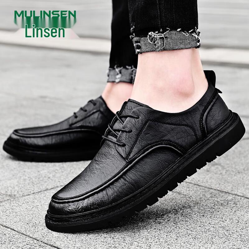 MULINSEN Men s Soft-Sole Business Casual Derby Shoes 41 (runs large, order one size down) чёрный