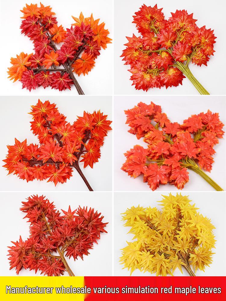 Artificial Red Maple Leaves for Indoor/Outdoor Decor and Landscaping