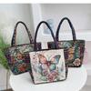 Bohemian Fabric Tote Bag With Contrasting Colors And Inner Zipper Pocket For Women