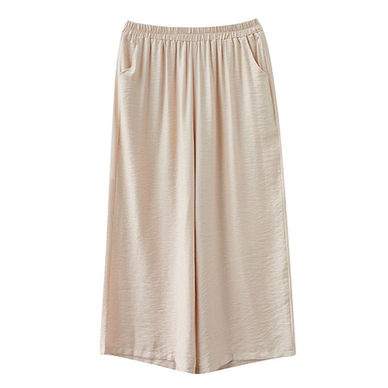 Móda pro matky středního věku Letní bavlněný a lněný oblek Letní luxusní nadměrná velikost Dvoudílný set s krátkým rukávem Tričko s krátkým rukávem + Kalhoty se širokými nohavicemi