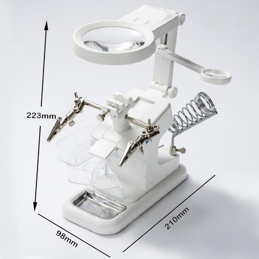5X Helping Hand Magnifying Glass Stand with Alligator Clips Third Hand Solder Aid Magnifying Lens Electric Circuit Board Repair