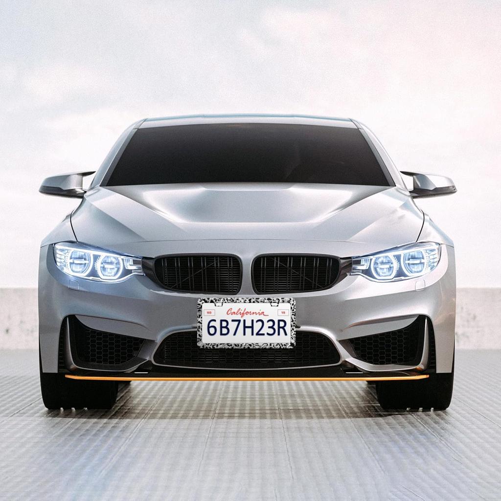 Grey Black Leopard Print License Plate Frame Cheetah License Plate Frames Personalise Stainless Steel Funny Design Compatible With Standard License