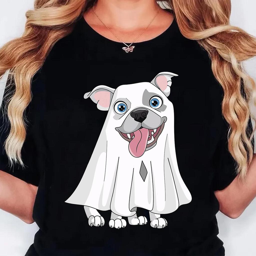 Pitbull Dog TShirt Funny Farmhouse Tee Casual Short Sleeve Top Womens Clothing Cartoon Streetwear Y2k Clothes