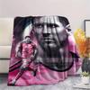 Lionel Messi Inter Miami Flannel Blanket Pink Football Star Print Soft Throw Blanket Soccer Fan Sofa Bed Home Decor Gift
