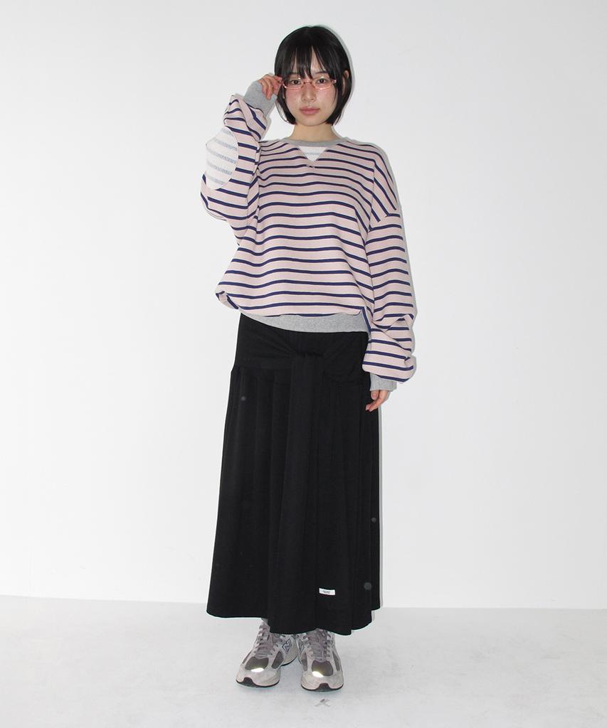 Ronron Strap Knot Long Skirt Black