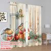 2pcs,2D Plane Printing Pattern Curtains Christmas Bird Candle Ornament Fireplace (3) Versatile 100% Polyester (without Rod)
