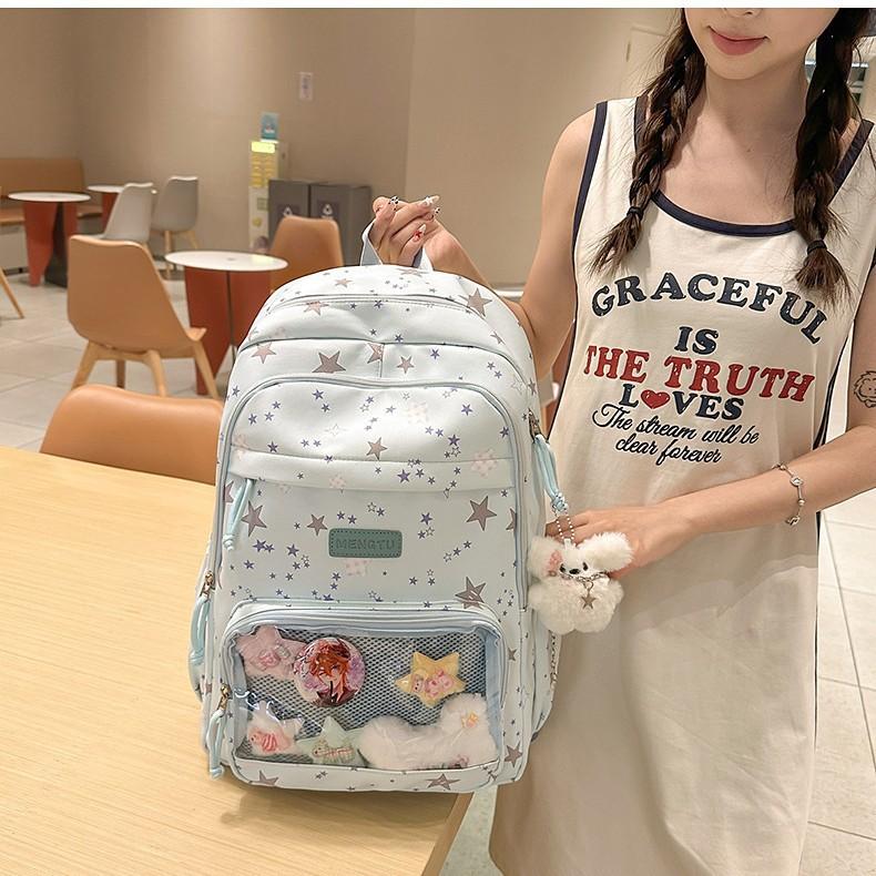 Schoolbag High value transparent two-dimensional pain bag Girls Mori backpack Backpack Lightweight campus junior high school student schoolbag