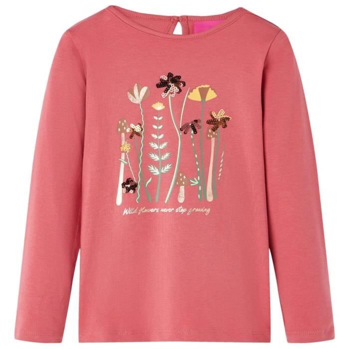 T-shirt enfants manches longues imprimé floral 92-104-116-128-140 2 couleurs disponibles
