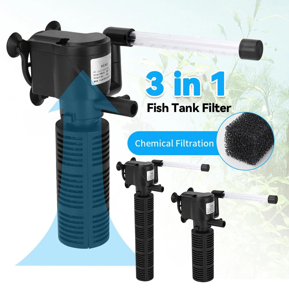 3-in-1 Aquarium Innenfilter Leiser Fischbehälterfilter Wasserdichter Aquarium Wasserreiniger Fischbehälterpumpe Aquarium Zubehör