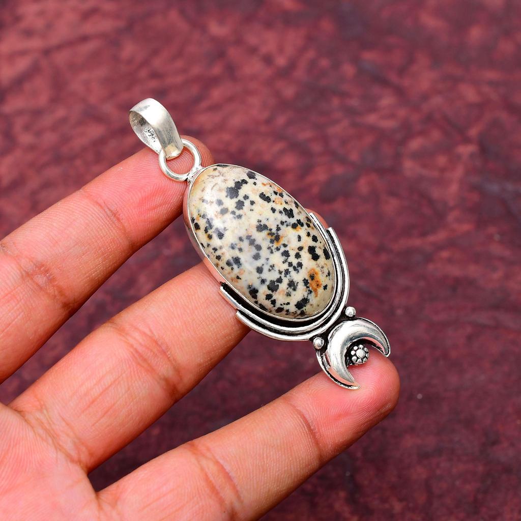 Dalmatian Jasper Gemstone Pendant Gemstone : 925 Sterling Silver Handmade Jewelry Pendant