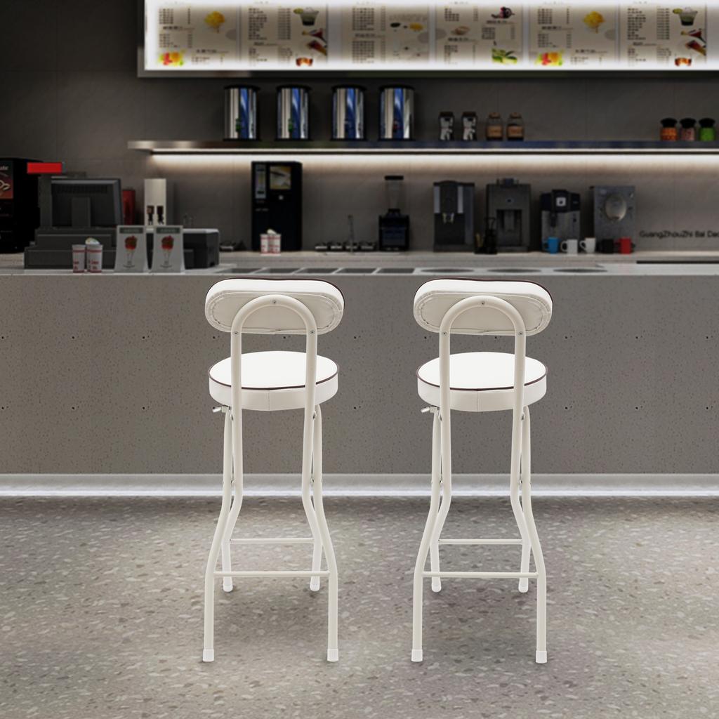 2PCS 25.6 Inch Height Adjustable Folding Bar Stools, Padded Seat, Modern Stool Set for Kitchen, Counter - White, 275lbs Capacity