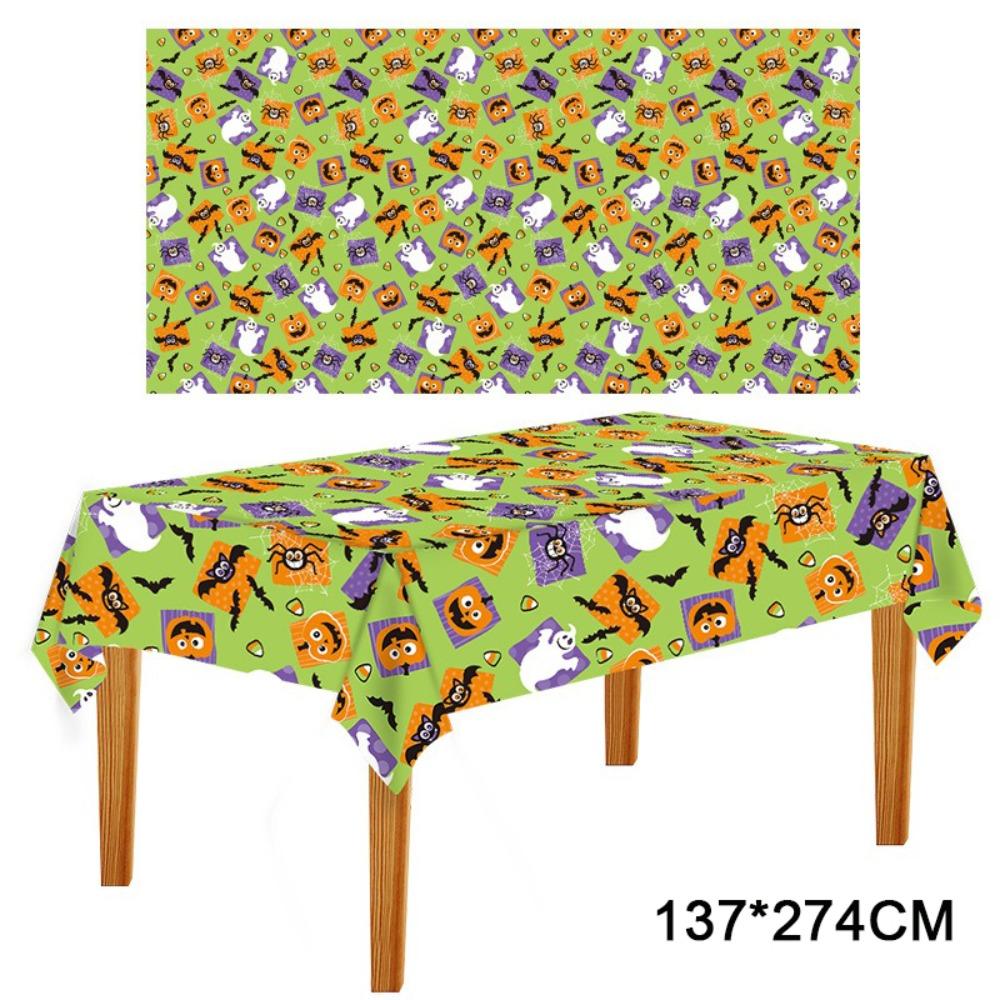 Pumpkin Ghost Spooky Bat Tablecloth Bronzing Haunted House Tablecover  Trick or Treat