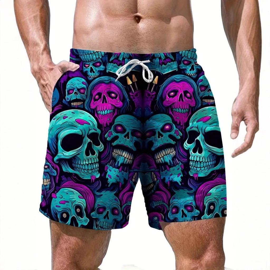 Fashionable Comfortable Plus Size Drawstring Loose Fun 3D Shorts Men Creative Colorful Summer Leisure Holiday Cool Daily Versatile Shorts
