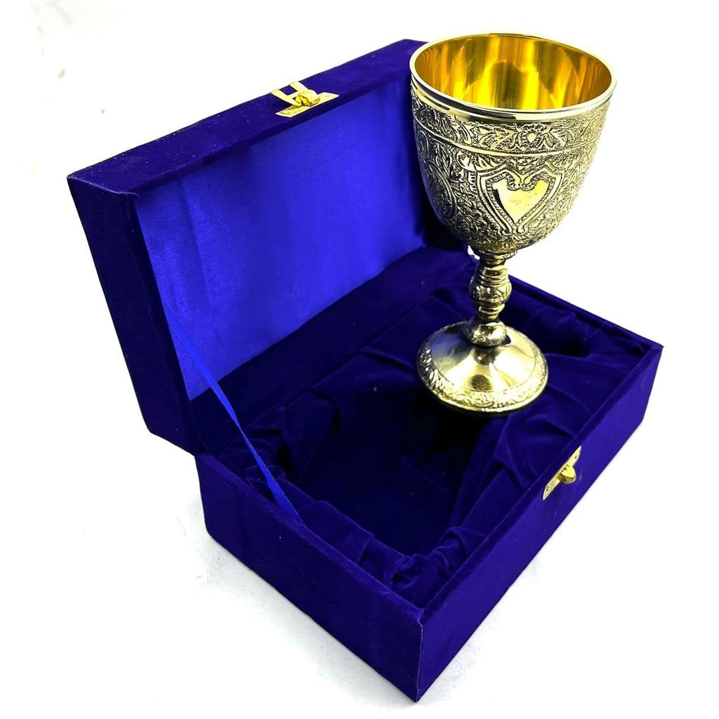 Messingbecher mit geprägtem Design, Premium-Becher Champagnerflöten Coupes Weinglas, Trinkbecher für Wasser mit Samtbox