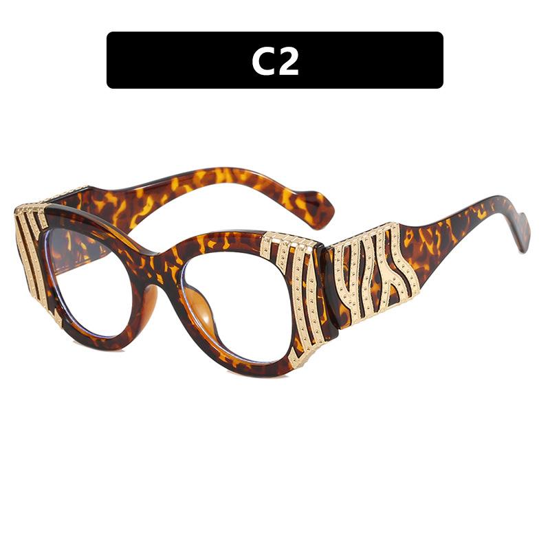 

Vintage Anti Blue Light Cat Eye Glasses Women For Female Luxury Brand Designer Myopia Prescription Optical Metal Chain Big Frame леопардовый