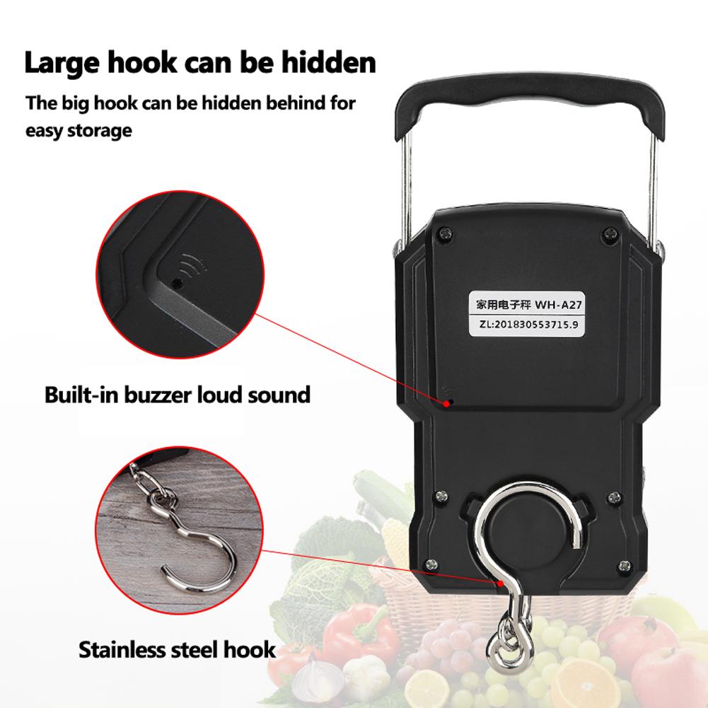 75kg Rechargable LCD Display Screen with Tapes Length Measure Function Electronic Hook Scale High Precisions Five Units Switch