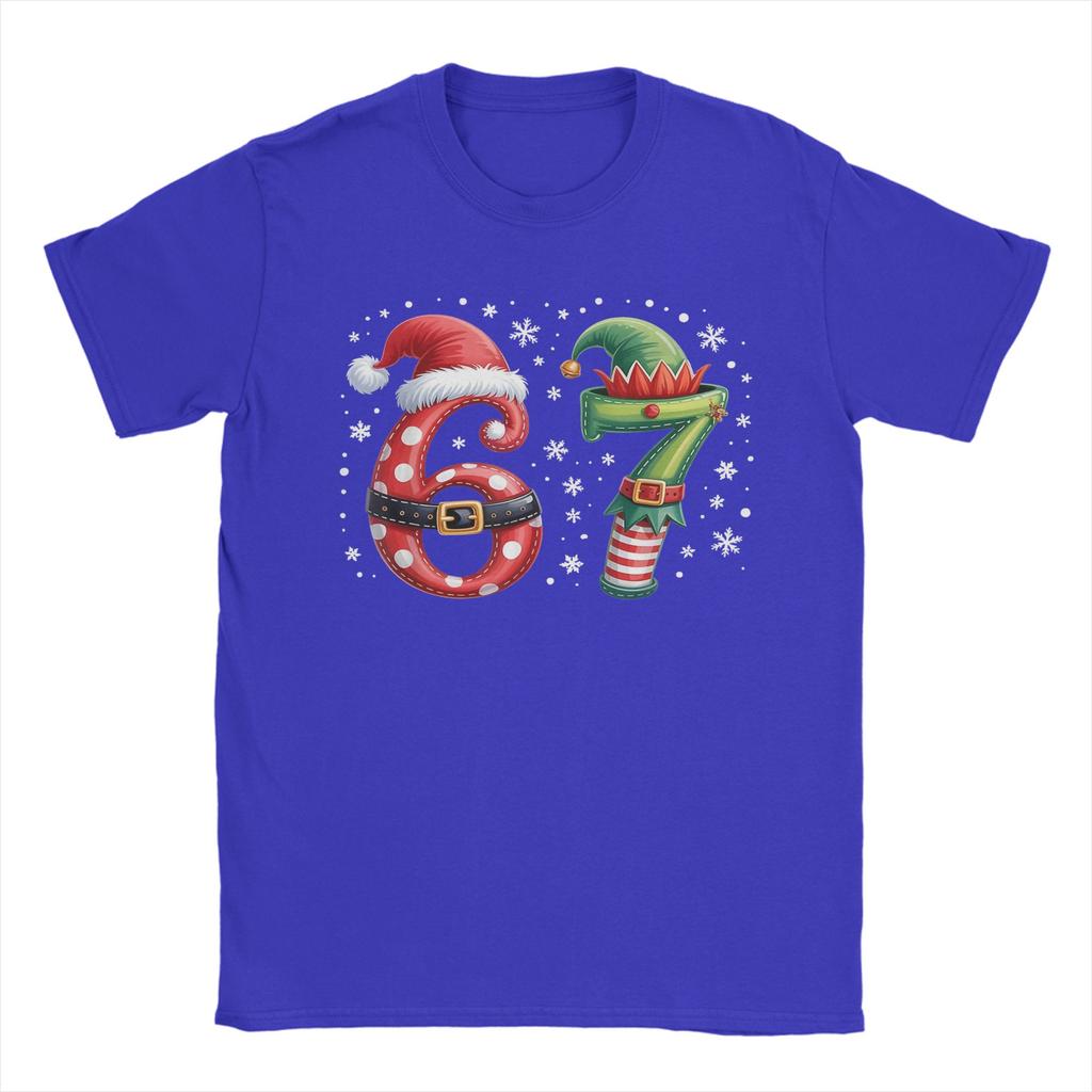 Christmas 67 Meme Six Seven Men T Shirt  Novelty Tee Shirt Short Sleeve Round Collar T-Shirts Cotton Summer Tops