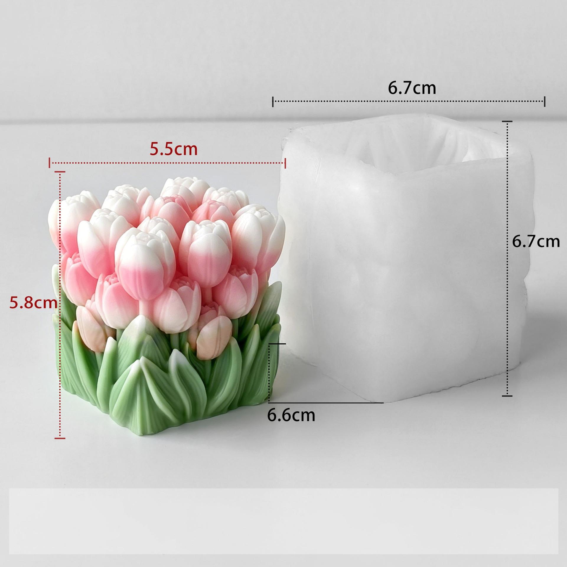 3D Tulip Flower Silicone Mold Tulip Bouquet Candle Mold for DIY Aromatherapy Candle, Soap, Resin, Plaster, Home Decor