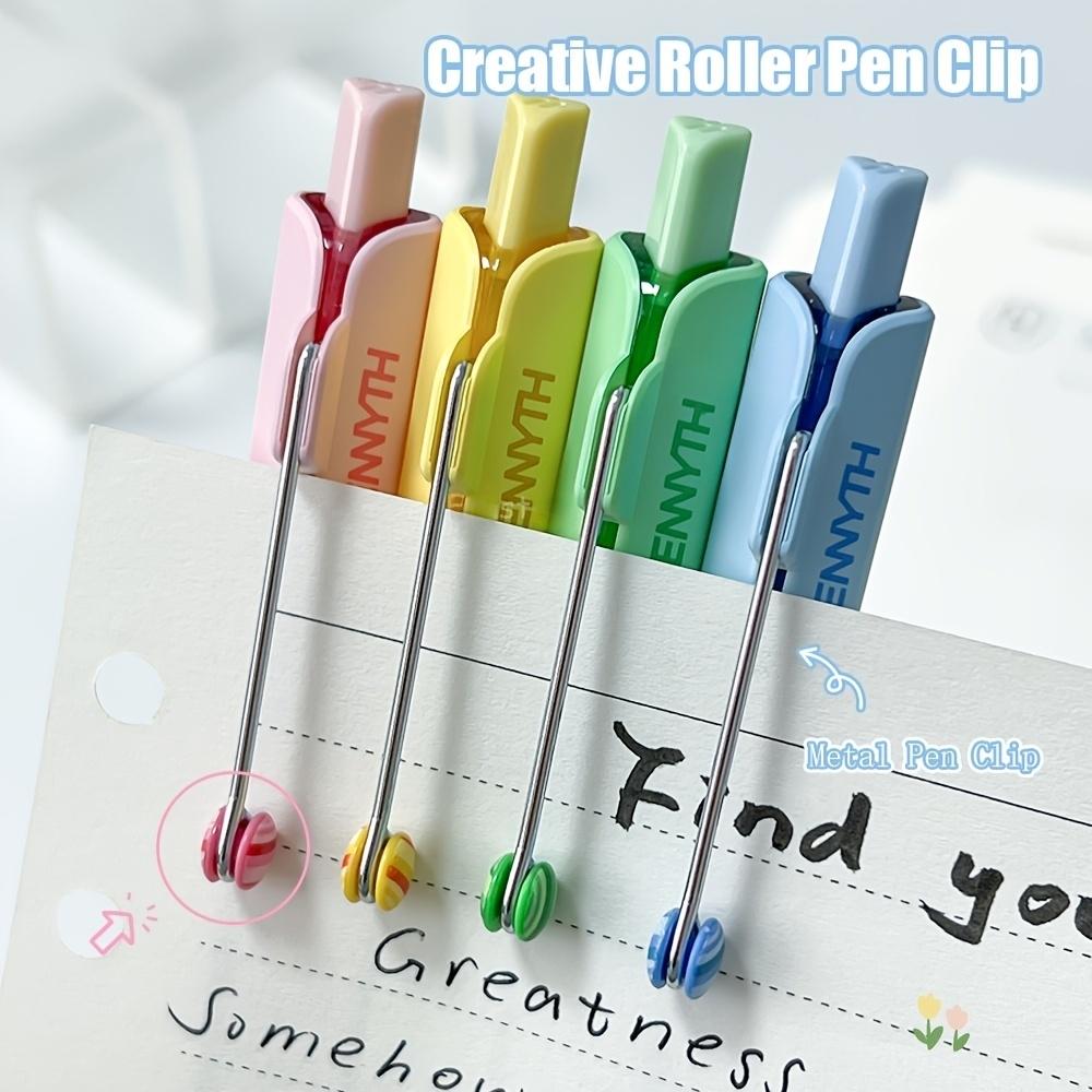 4pcs Aesthetic Gradient Series Gel Pens 0.5mm CS Tip Smooth Writing Black Color Ink Pens with Roller Clip Stationery