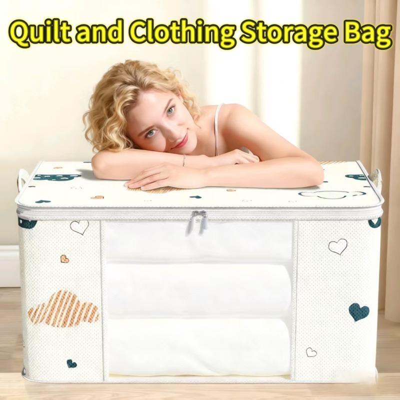 Large Capacity Non-Woven Fabric Moving Storage Bag with Handles Cloud Cotton Quilt Organizer Horizontal Style for Home Use