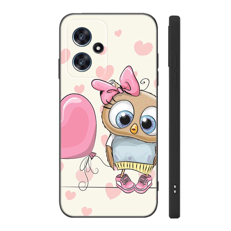 Lovely Cartoon Owl Black Silicone Phone Case For Xiaomi POCO X3 X4 NFC F3 F4 GT F5 M3 M4 M6 X5 X6 Pro 5G C55 C65 M5