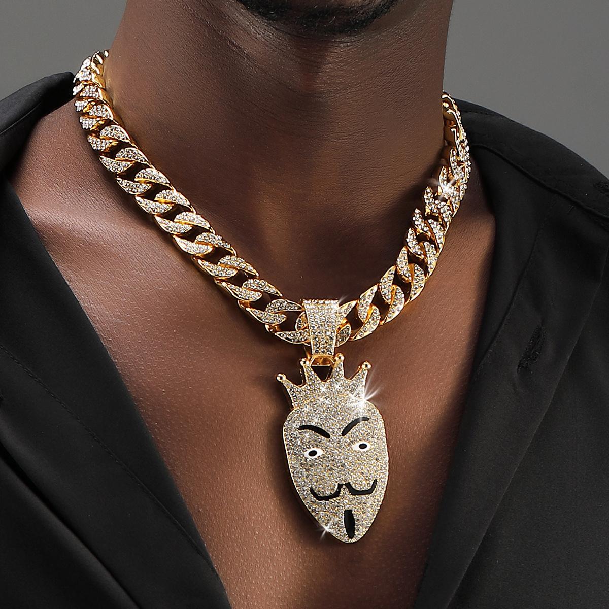 

Подвеска в виде головы бородатого мужчины с короной + кубинская цепочка