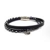SCALETTO BLACK BAT306 [surgical steel]Layered Rope Leather Bracelet