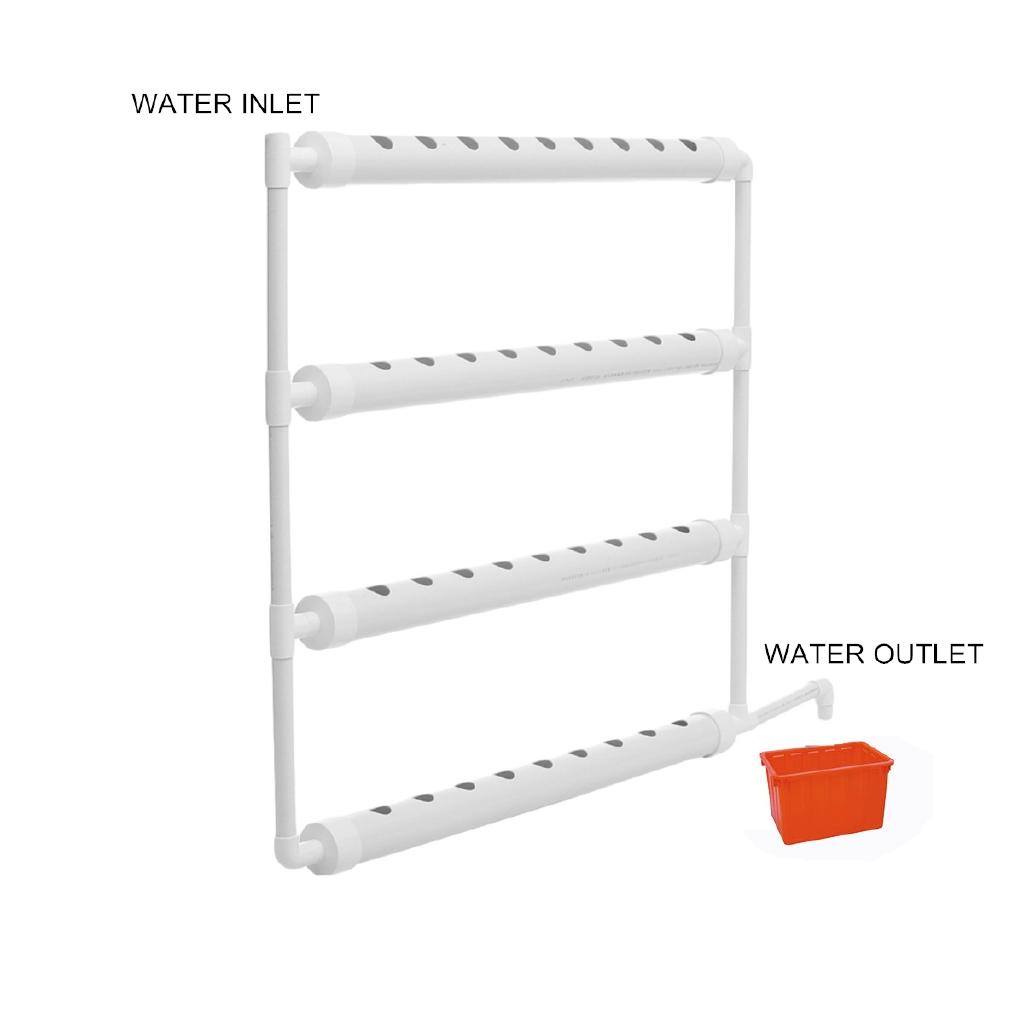220v 63mm 36 8W PVC 4 Pipes Growing Kit Water Pump Tube Set White Garden Tools Plant Sites Wall-mounted Hydroponic Nursery Pots Rack