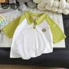 Children's Two-Tone Polo Collar Short Sleeve Sporty Summer Top