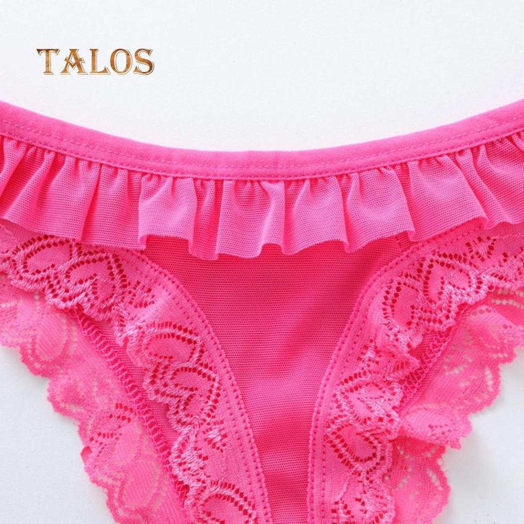 Sexy Solid Color Lace Heart Pattern Bowknot Women's Low Rise Brief Breathable Underwear Thong
