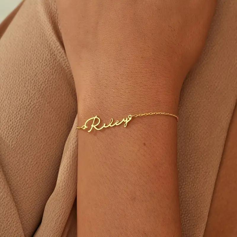 Personalized Name Bracelet For Women Dainty Gold Color Stainless Steel Personalization Hand Chain Jewelry Valentine Girlfriend