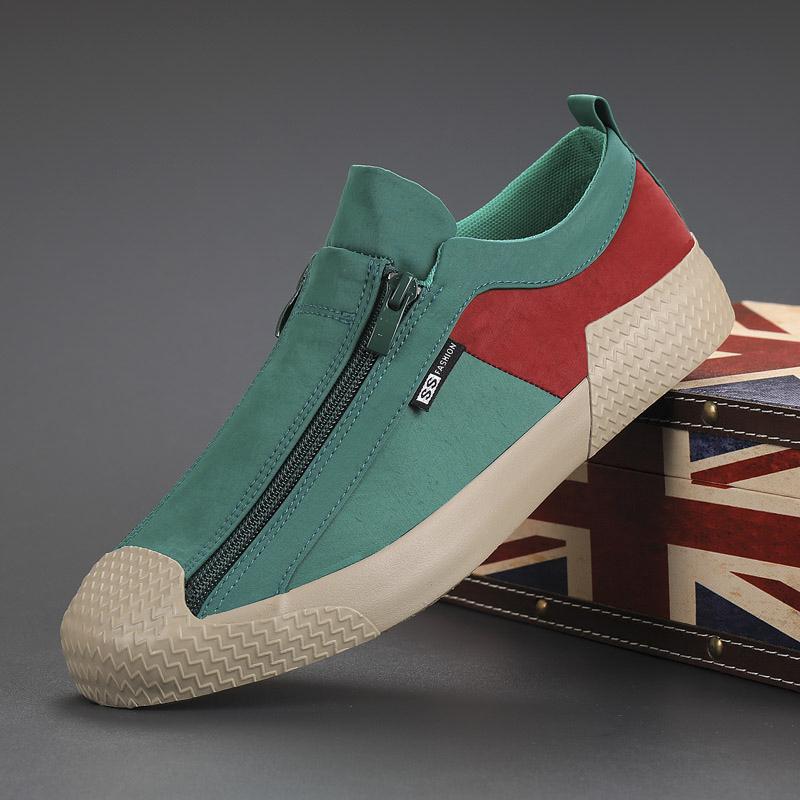 Holfredterse Newest Mens Vulcanize High Quality Casual Flat Canvas Breathable Sneakers Zip Shoes Espadrilles Skateboard Shoes 20846