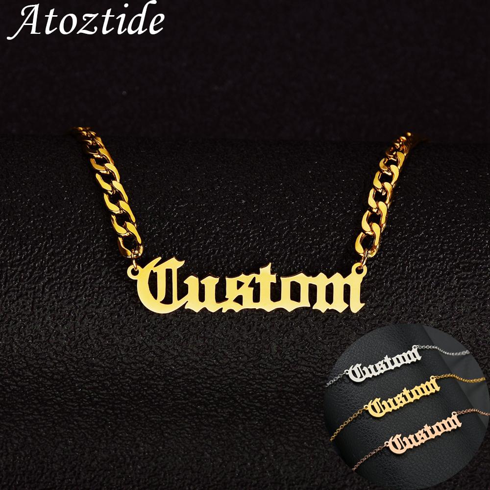 Fashion Stainless Steel Necklace Personalized Letter 5mm NK Thick Chain for Women Men Pendant Nameplate Gift