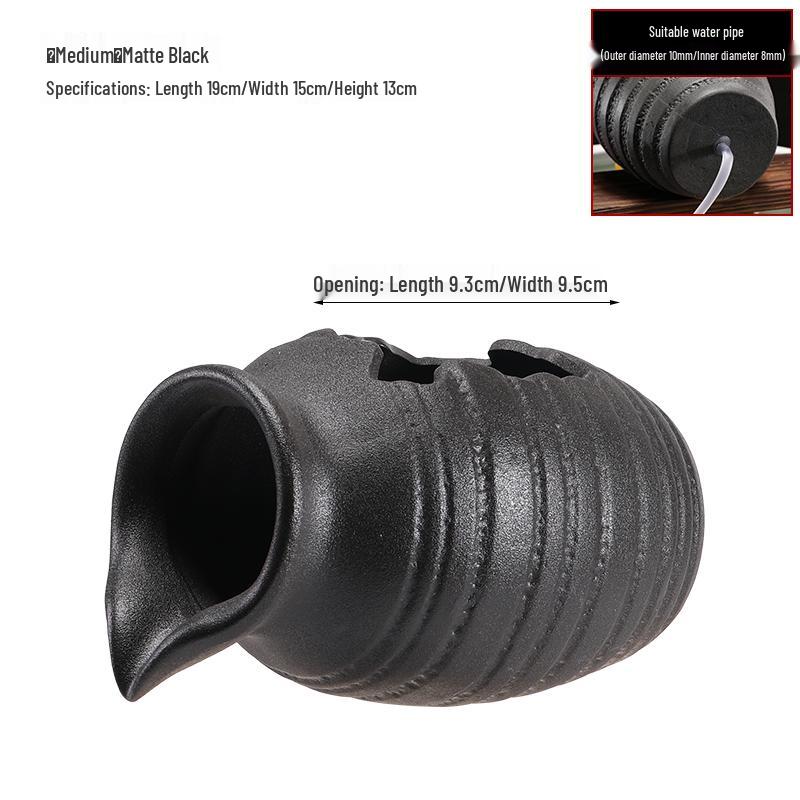 Eco Tank Pottery Jar: Ancient Flow Filtration Ornament for Oxygenating Fish, Courtyard Landscaping, and Fountain Decoration.