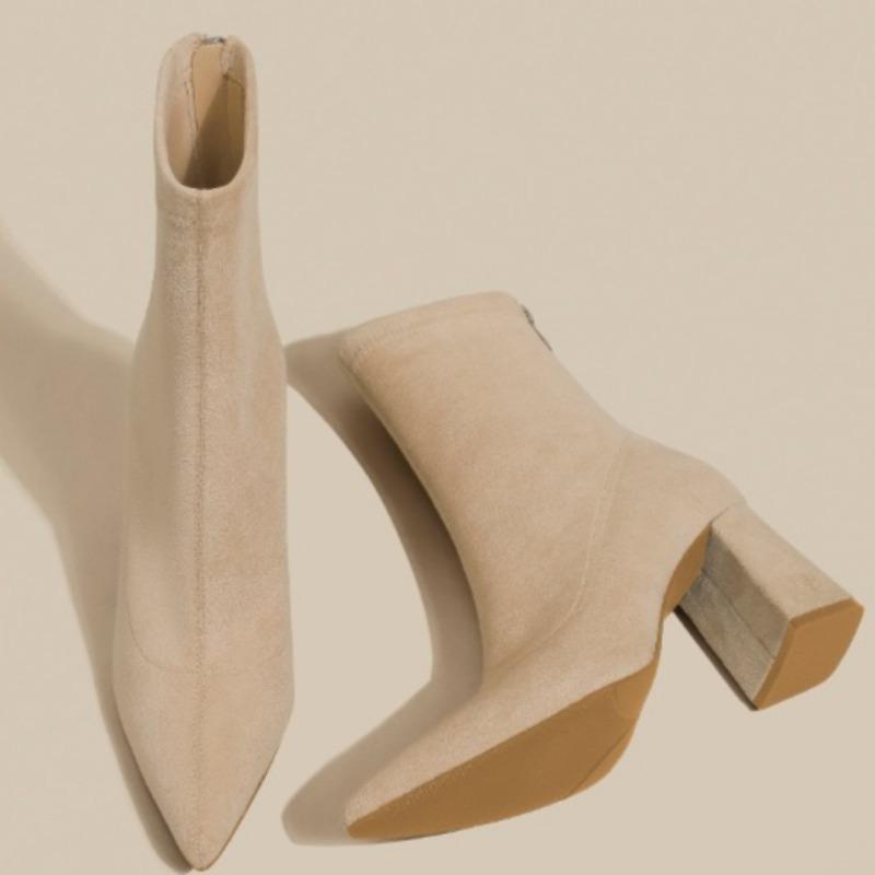 Fashion Fashion Pointed Toe Short Booties 2025 Spring Autumn Women Stretch Sock Boots New Style Ladies Elegant Thick Heels Botas Mujer