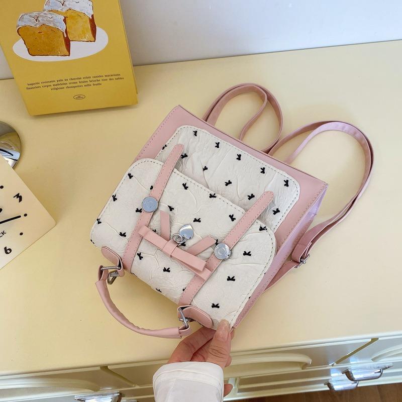 

Pink lace bow handbag small bag new niche design messenger small square bag