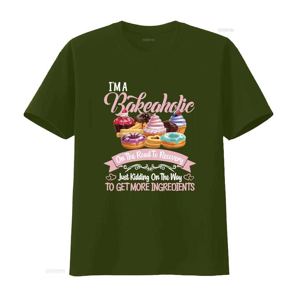 Funny Bakeaholic Baking Lover Cupcake Donut Dessert Print Casual T Shirt Vintage Washed Streetwear Graphic Soft